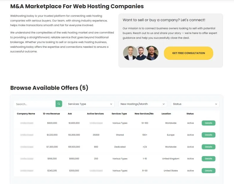 Big news at webhosting.today! 📣 We’ve just launched our Web Hosting M&A marketplace, already featuring 6 companies ready for potential buyers. If you’re in the market to buy or sell a web hosting business, feel free to…