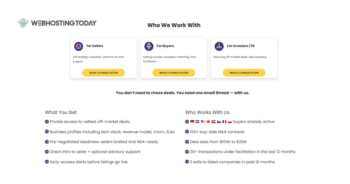 Let me be honest here – we launched the M&A platform as an experiment, just to see if it would work. Well... it’s done way more than I would imagine. We’ve had more calls in the last month than we've had in the past…