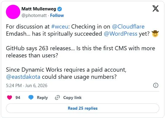 Matt Mullenweg may be right about EmDash adoption today. It is very unlikely to gain wider market share. But I do not think that is the point. The bigger signal is that developers and agencies are looking for a new way…