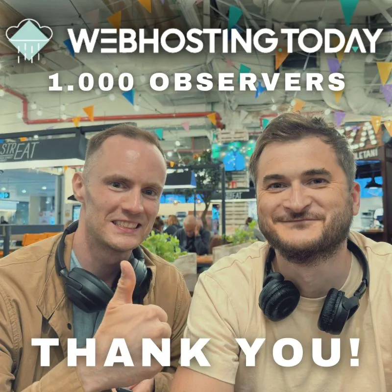 While traveling, Lukasz and I took a moment at the airport to celebrate reaching 1,000 followers of webhosting.today. I’m beyond words... It’s a HUGE milestone for us and a great sign that we’re heading in the right…